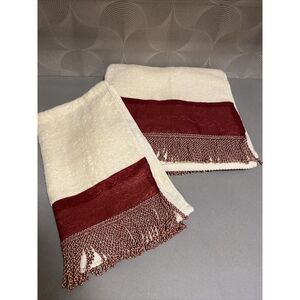 Croscill Home Fringed Hand Towel And Bath‎ Towel Set, Maroon Red Fringe